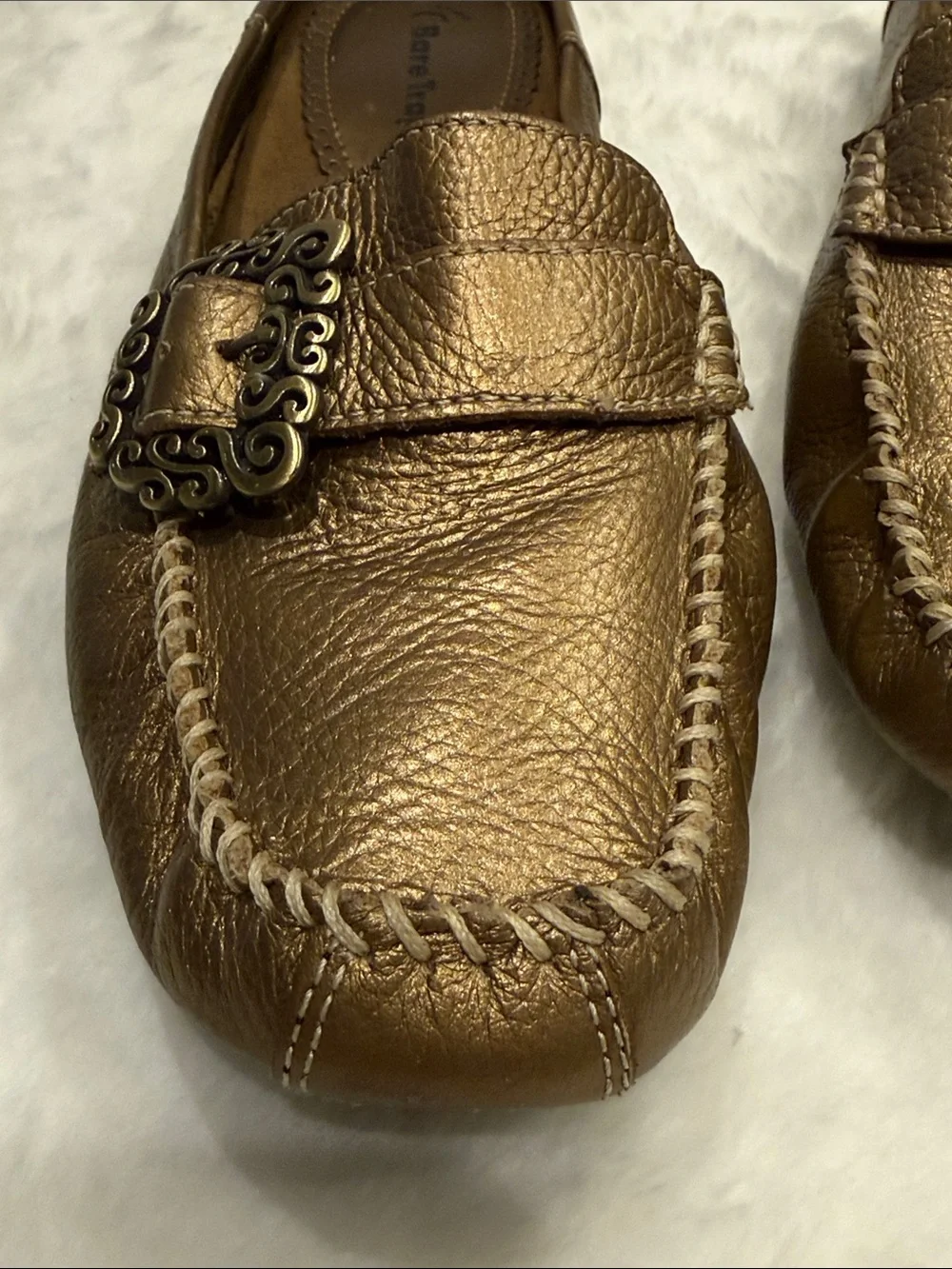 BareTraps Pixie Bronze Metallic Buckle Loafers